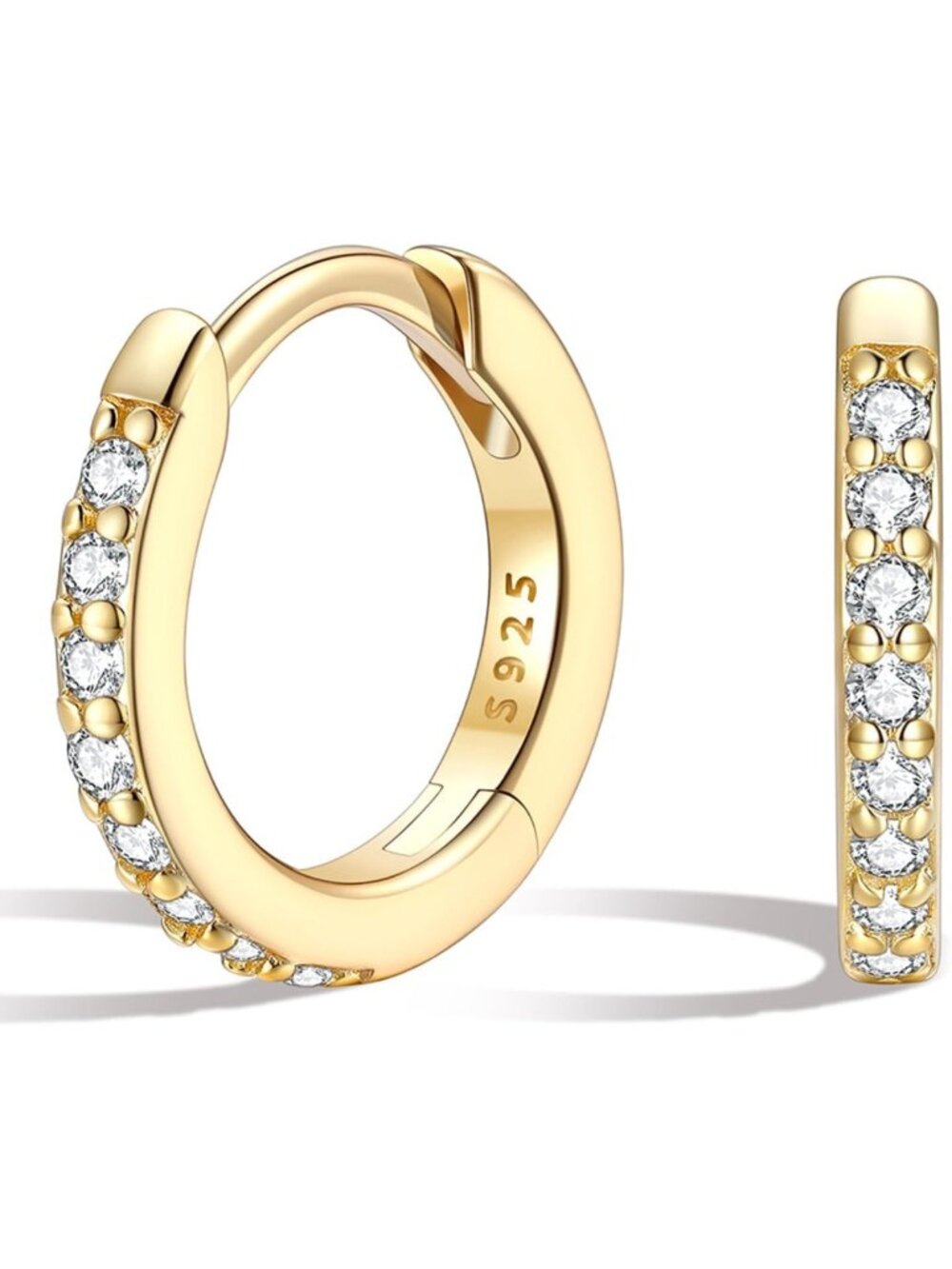 Sterling Silver Huggie Hoop Earrings for Women, CZ Cartilage Jewelry Gift